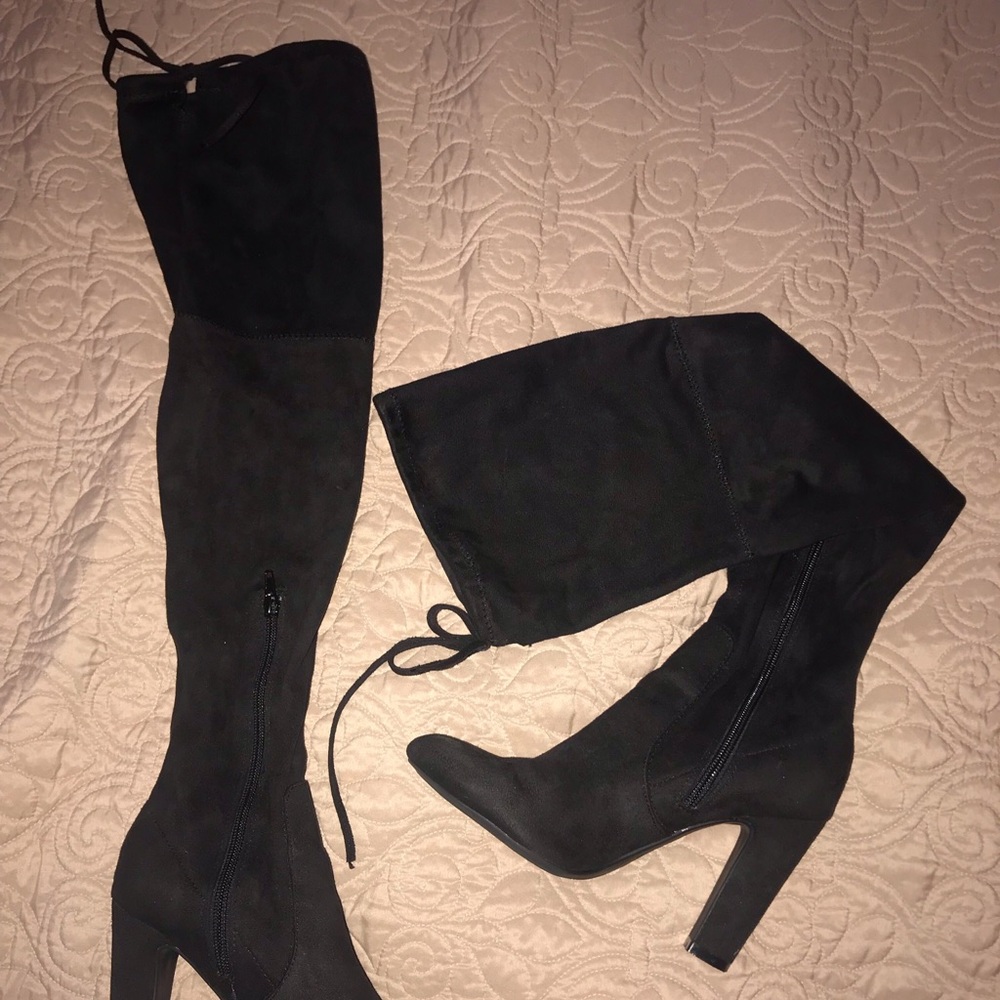 Black thigh high boots